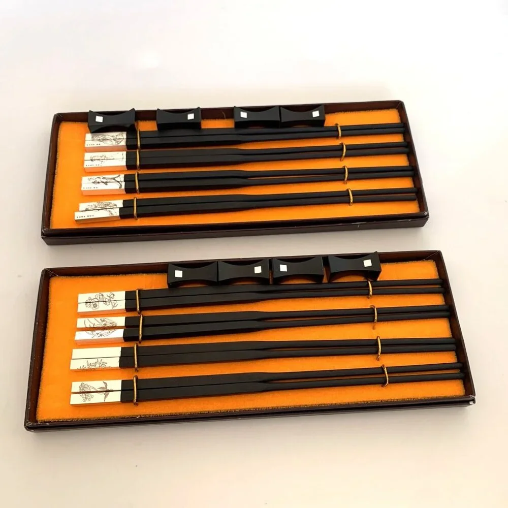 8 Pairs The High Ranking Present Chinese Chopsticks w/ 8 Duck Rests Gift Set New